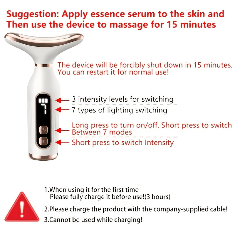 LED Facial & Neck Massager – 7 Modes USB Rechargeable Face Sculpting Device