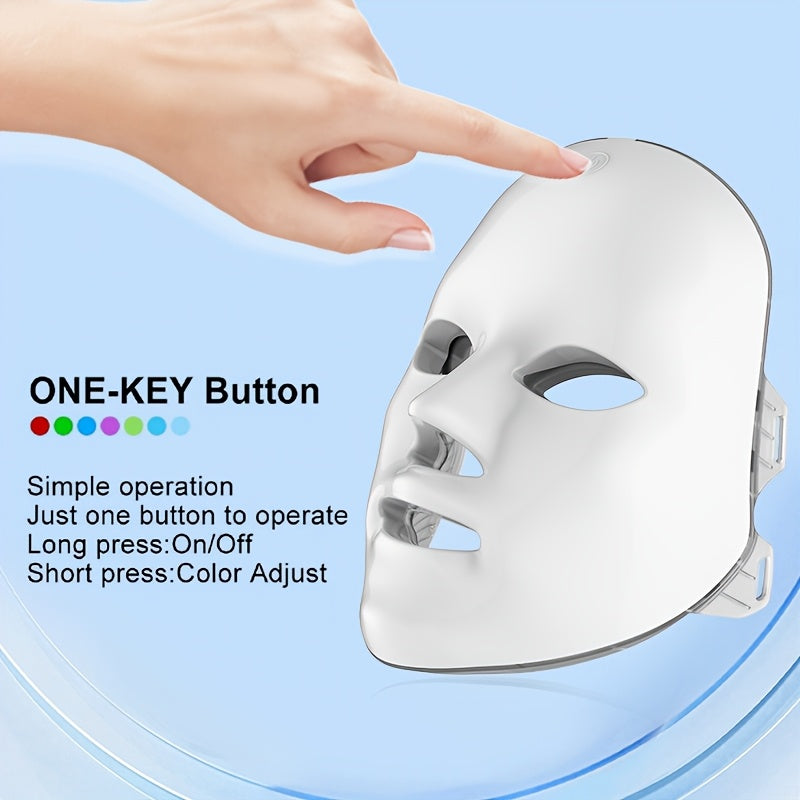 7-Color LED Facial Mask – USB Rechargeable Face & Neck Beauty Care Device