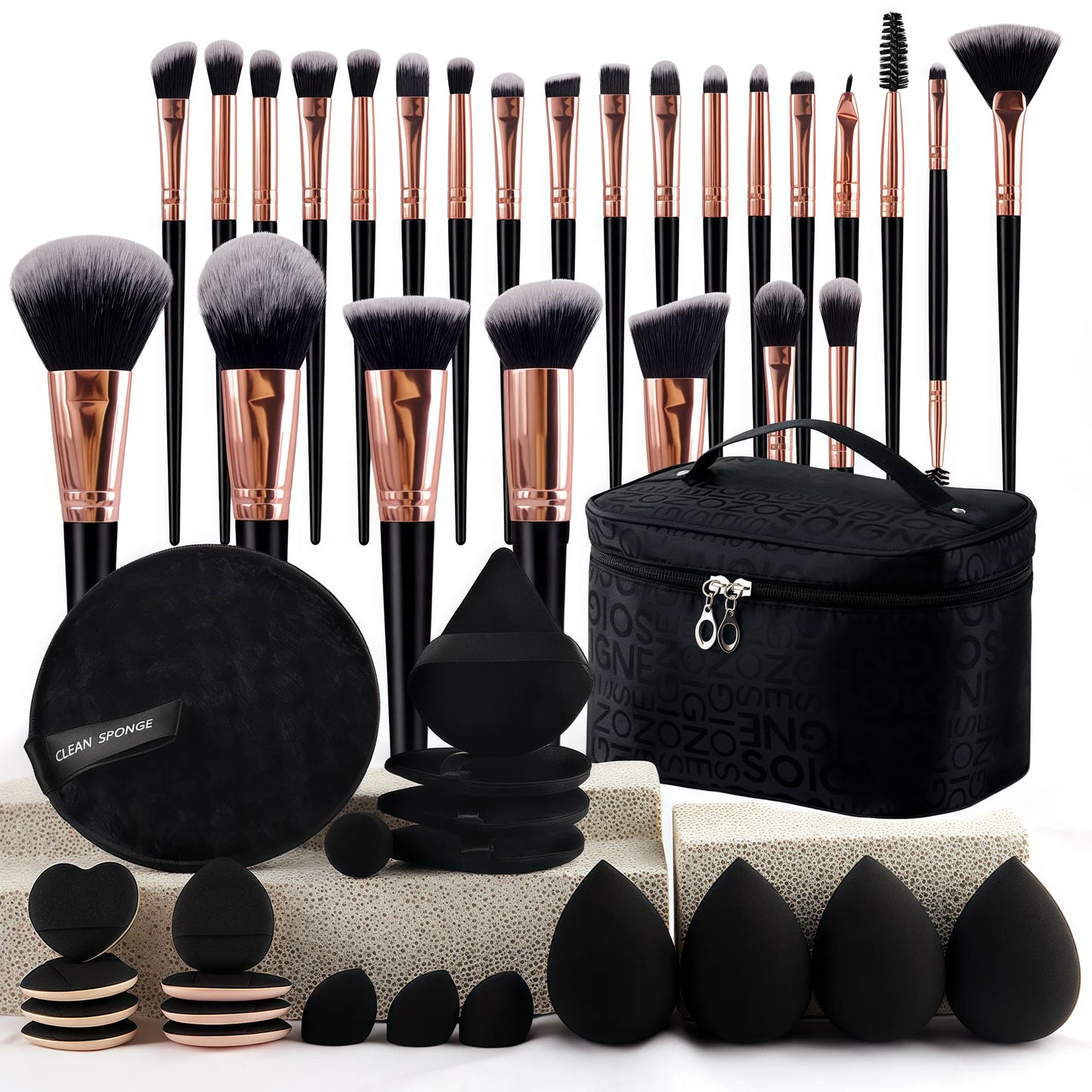 Chic Fragrance Makeup Brush Set Travel Cosmetic Bag Kit