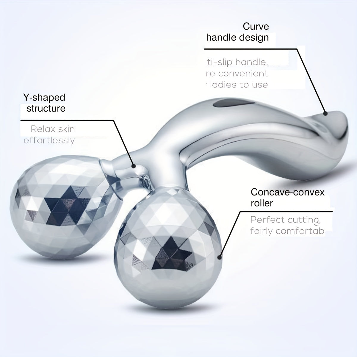3D Roller Face & Body Massager Set – 360° Y-Shaped Beauty Tool Silver