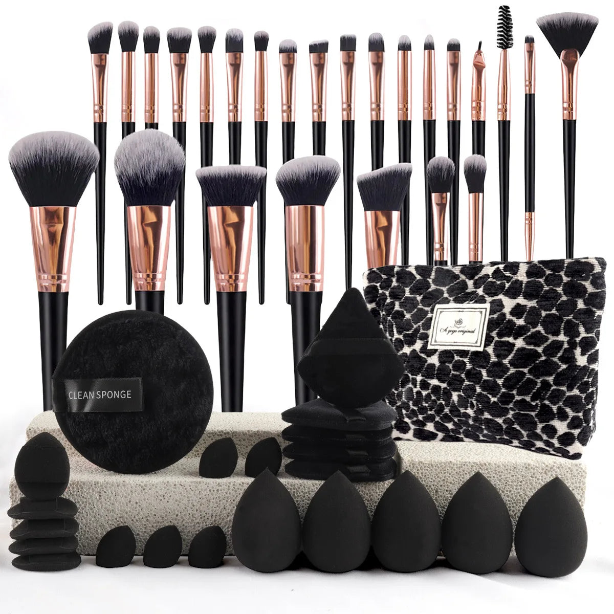 Chic Fragrance Makeup Brush Set Travel Cosmetic Bag Kit
