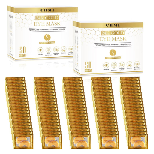 24K Gold Under Eye Patches for Dark Circles & Puffiness - 100 Pairs