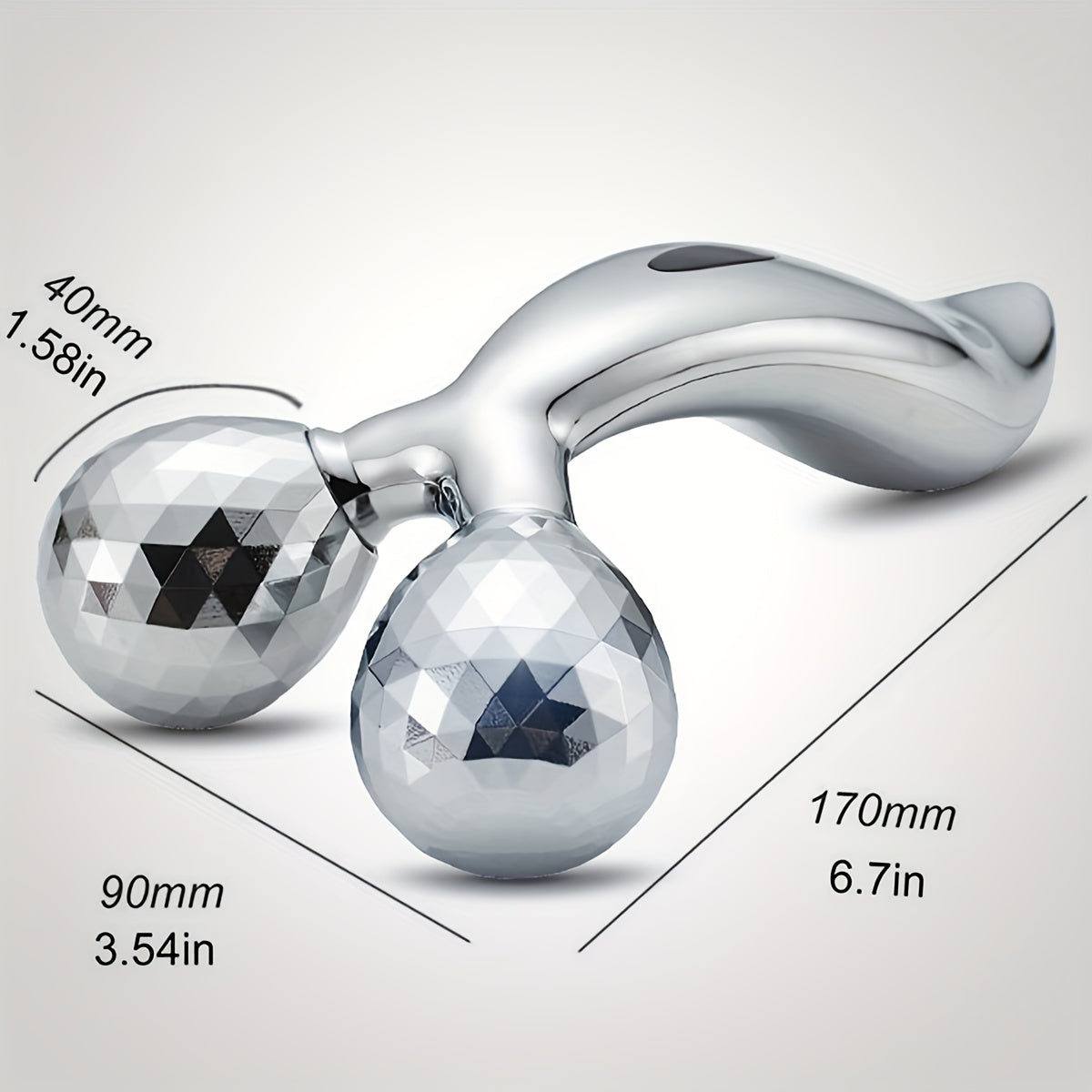 3D Roller Face & Body Massager Set – 360° Y-Shaped Beauty Tool Silver