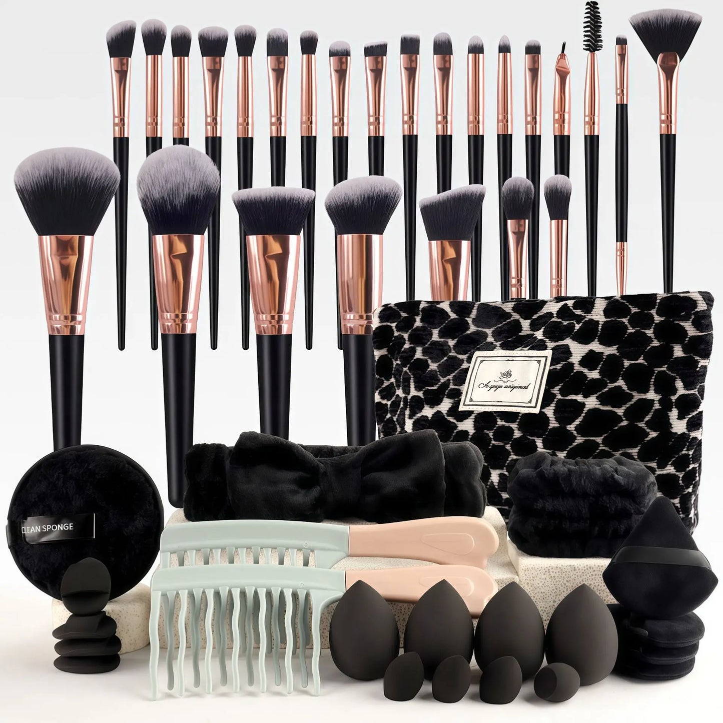 Chic Fragrance Makeup Brush Set Travel Cosmetic Bag Kit