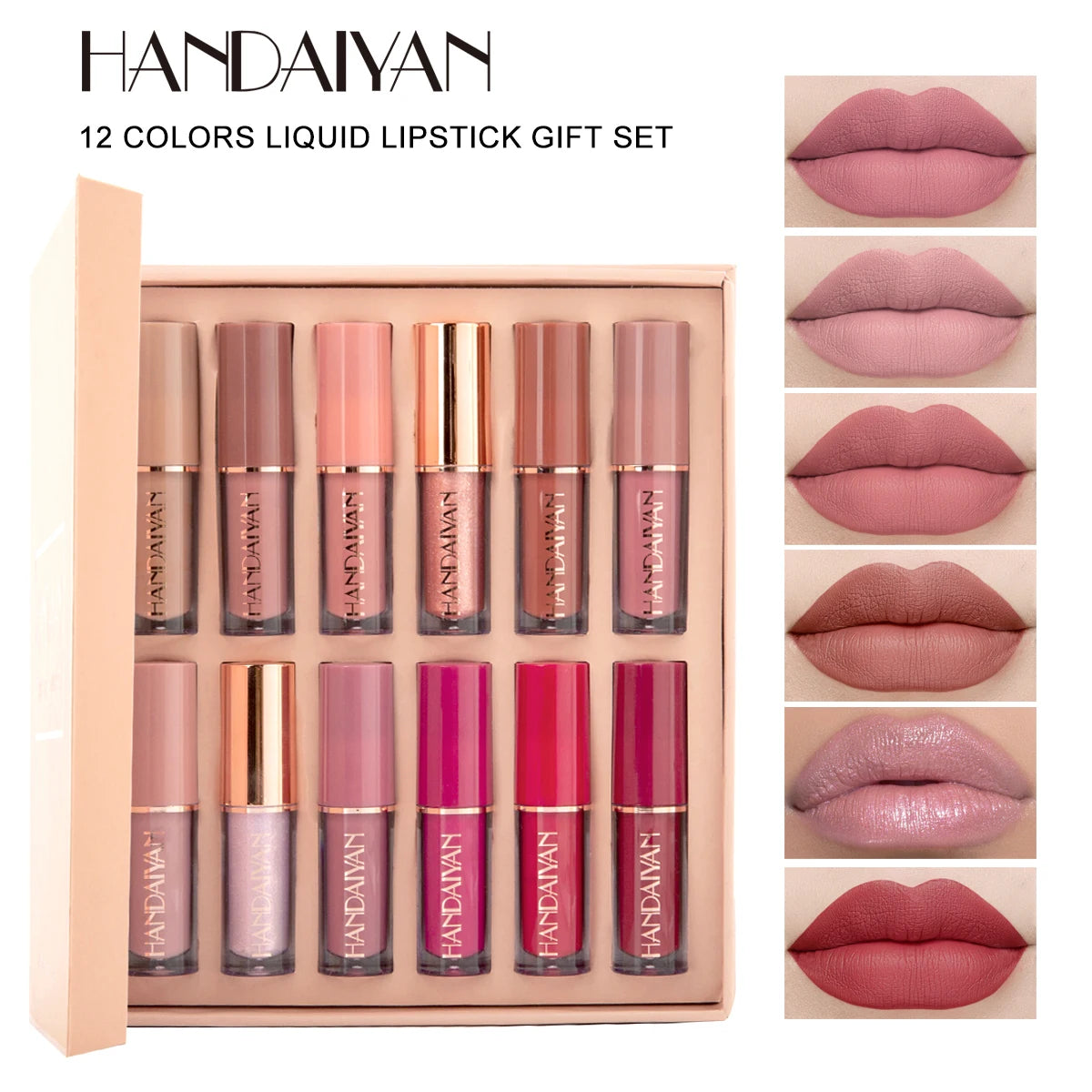 12-Color Velvet Matte Lip Gloss Set - Liquid Lipstick Gift Box Set, Non-Sticky Lip Gloss