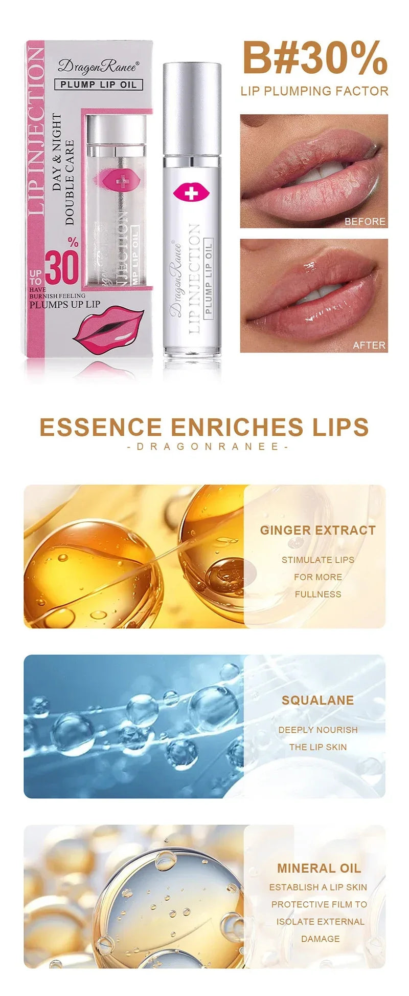 Instant Lip Plumper Oil – Hydrating Volumizing Gloss Serum 💋
