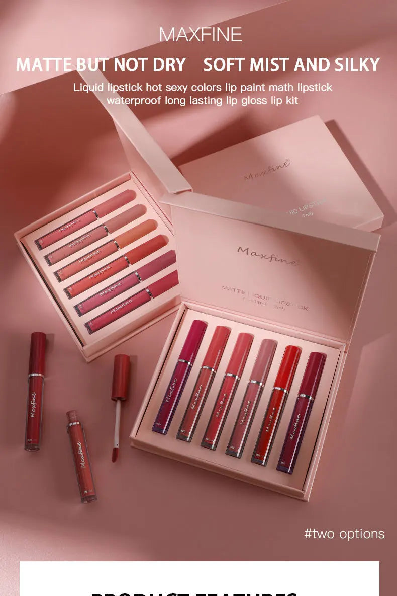 6 Color Matte Lip Gloss Set – Waterproof Long Lasting Moisturizing Lipstick Gift Box