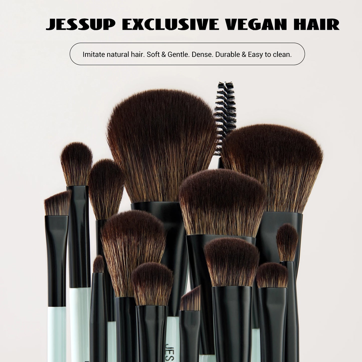 Jessup Double-Sided Makeup Brush Set – Foundation, Contour & Eyeshadow Brushes