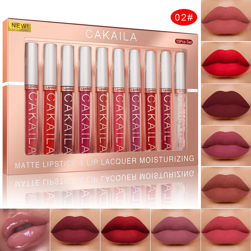 10PCS Matte Lipstick Set – Long Lasting Waterproof Velvet Lip Gloss Kit