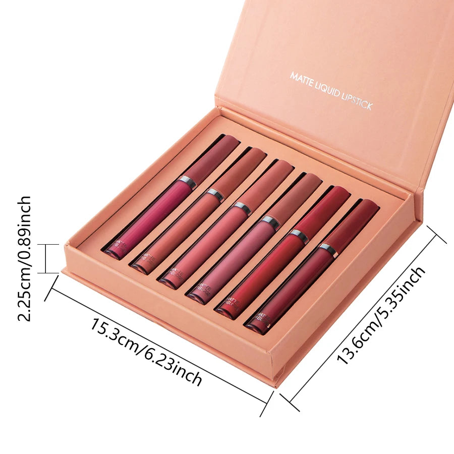 6 Color Matte Lip Gloss Set – Waterproof Long Lasting Moisturizing Lipstick Gift Box