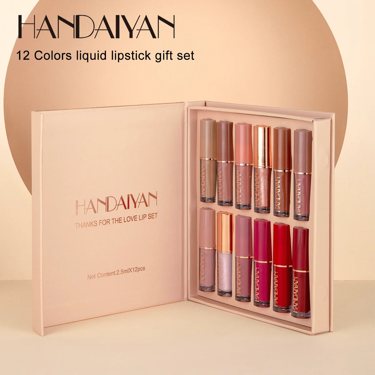 12-Color Velvet Matte Lip Gloss Set - Liquid Lipstick Gift Box Set, Non-Sticky Lip Gloss