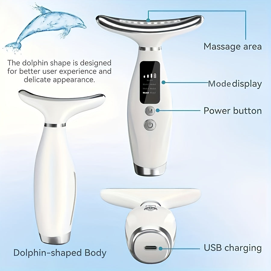 Rechargeable 7-Mode Facial & Neck Massager – Heated USB Skincare Device