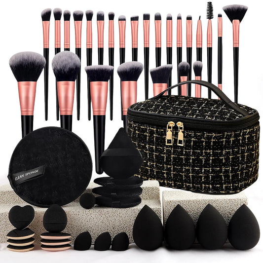 Chic Fragrance Makeup Brush Set Travel Cosmetic Bag Kit