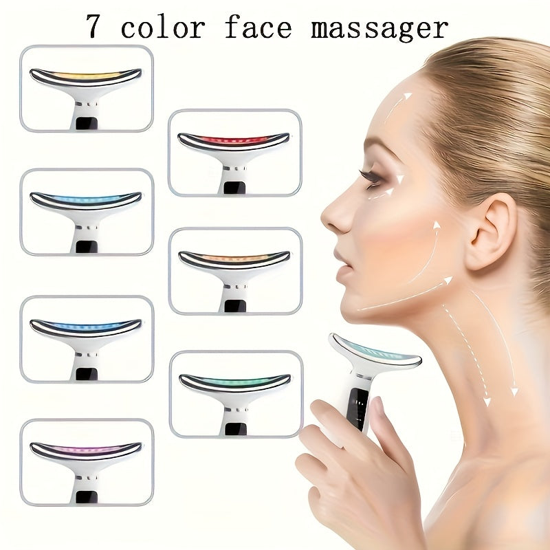 Rechargeable 7-Mode Facial & Neck Massager – Heated USB Skincare Device