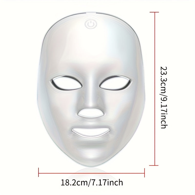7-Color LED Facial Mask – USB Rechargeable Face & Neck Beauty Care Device